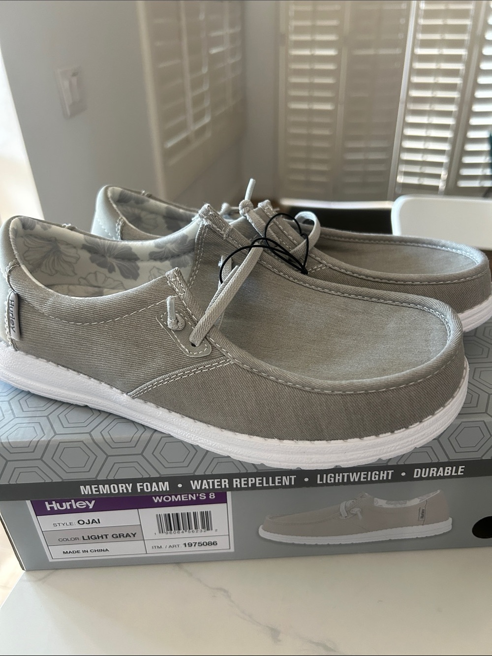 Hurley Light Gray Canvas Slip-On Loafers